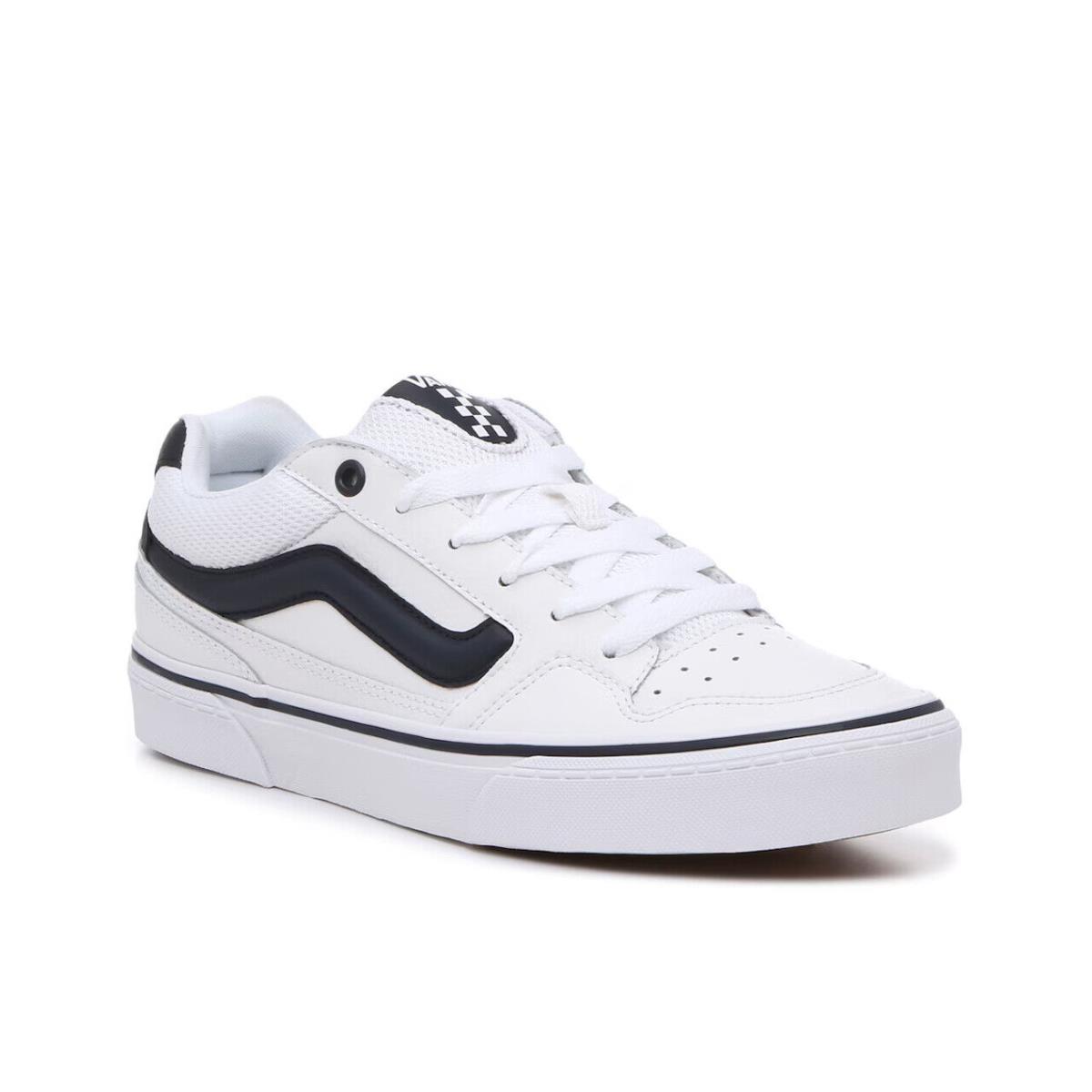 Mens Vans Caldrone White Dress Blue Leather Sneaker Shoes