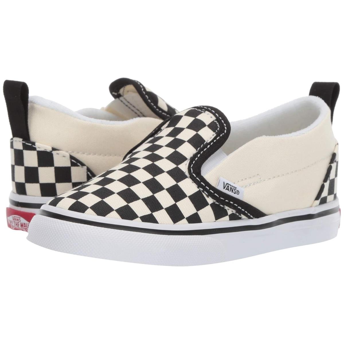 Children Unisex Shoes Vans Kids Slip-on V Infant/toddler (Checkerboard) Black/White