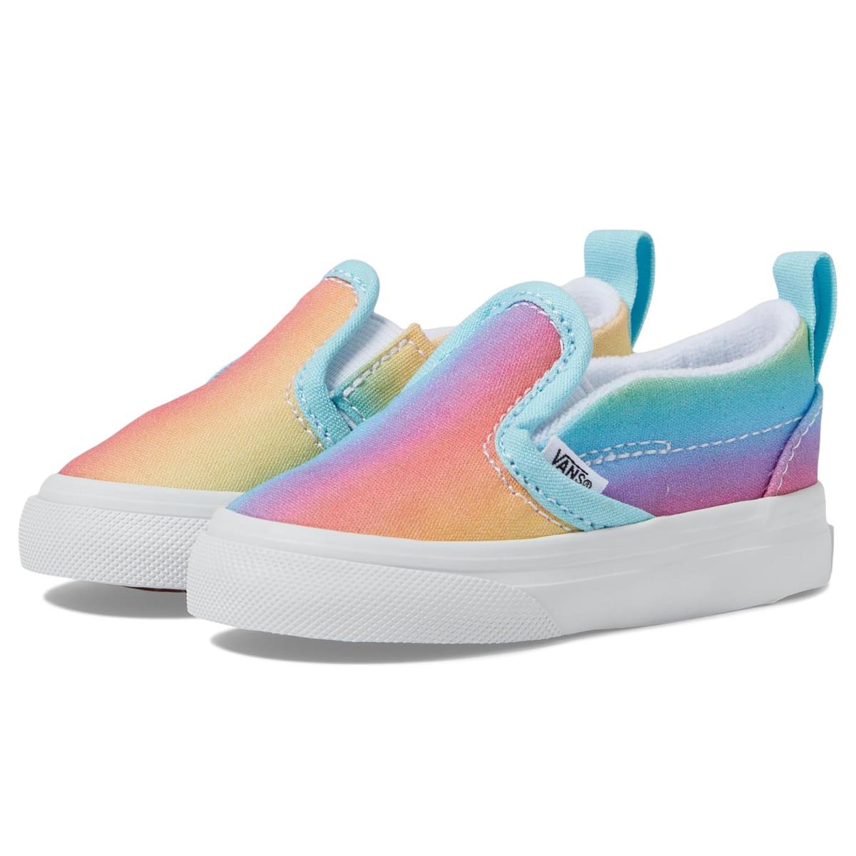 Children Unisex Shoes Vans Kids Slip-on V Infant/toddler Rainbow Multi/True White