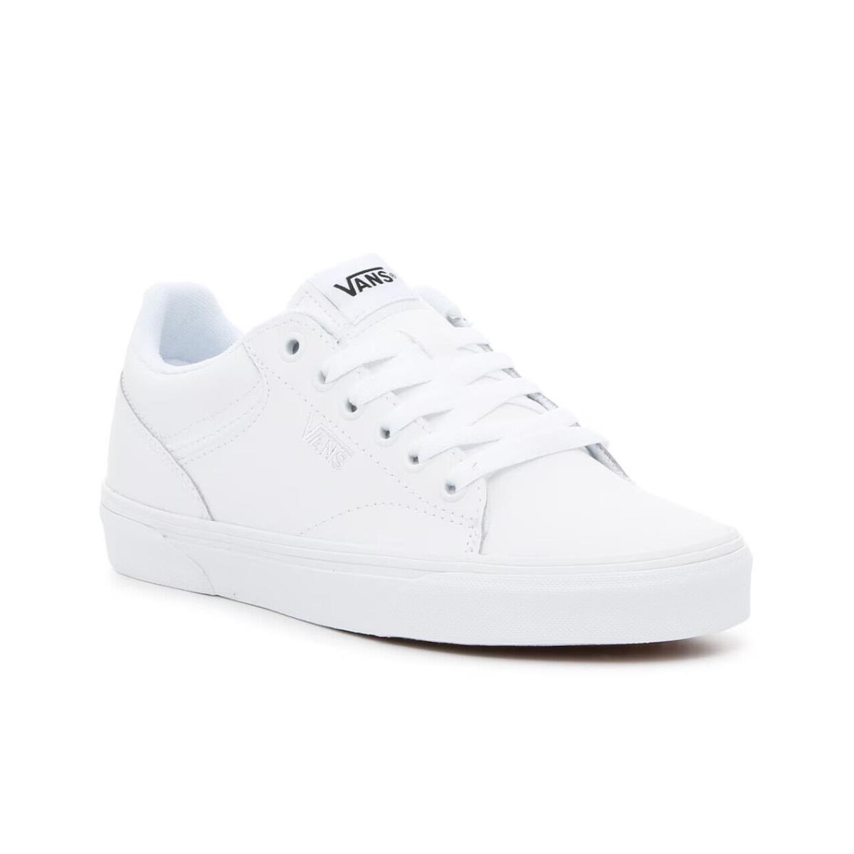 Womens Vans Seldan White Leather Sneaker Shoes