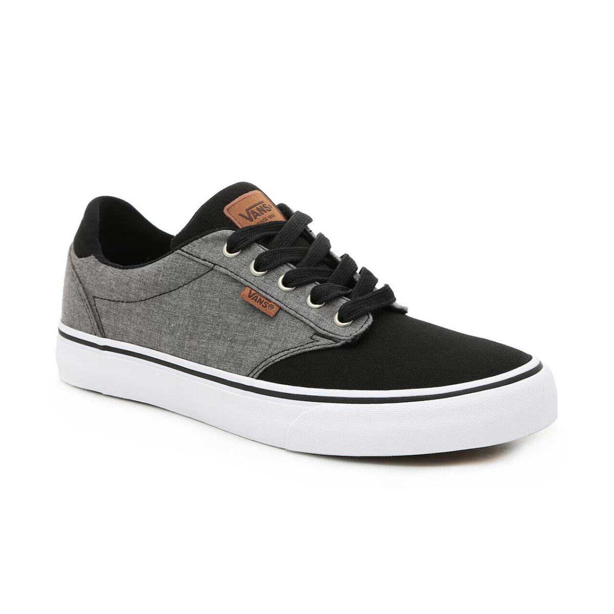 Mens Vans Atwood Deluxe Black Grey Canvas Sneaker Shoes - Black