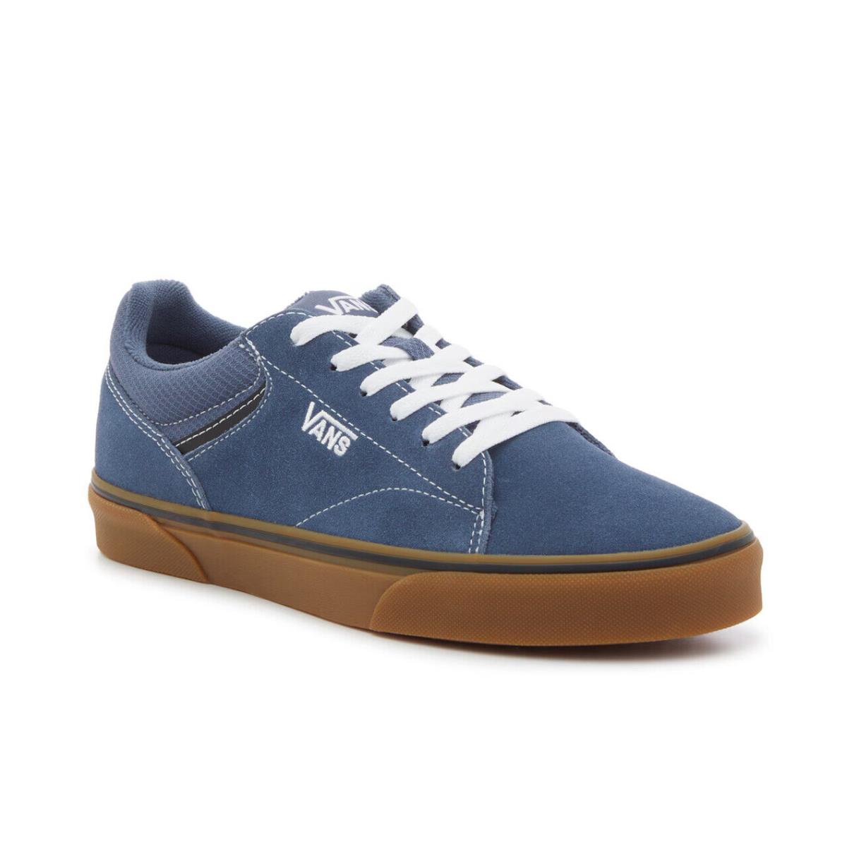 Mens Vans Seldan Blue Suede Sneaker Shoes - Blue