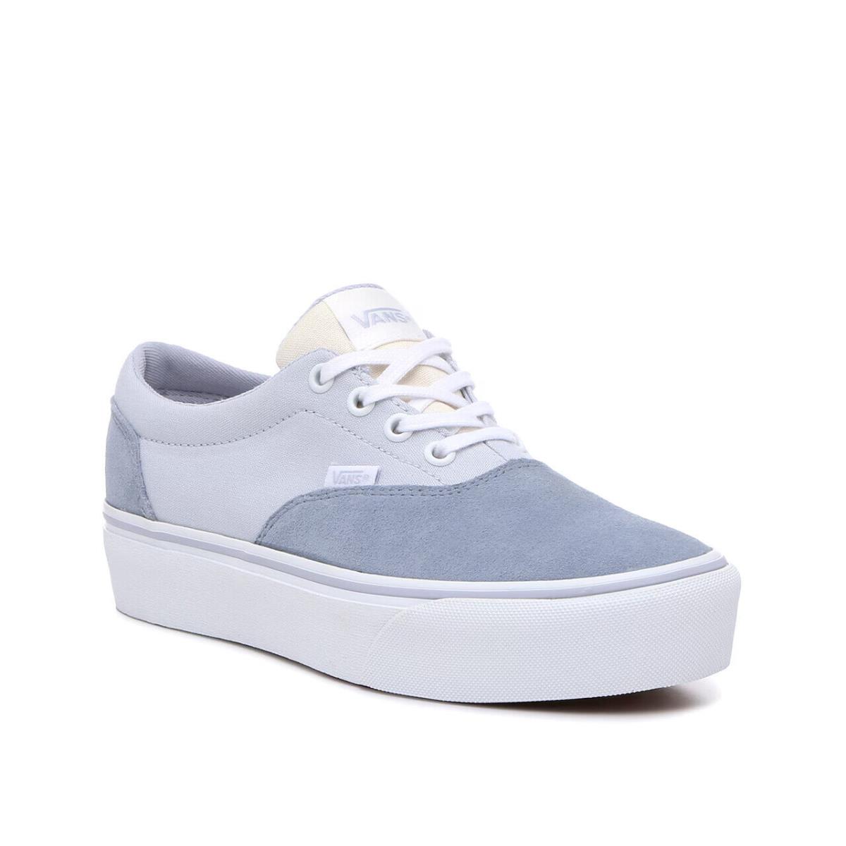 Womens Vans Doheny Platform Light Blue Dusty Blue Canvas Sneaker Shoes - Blue