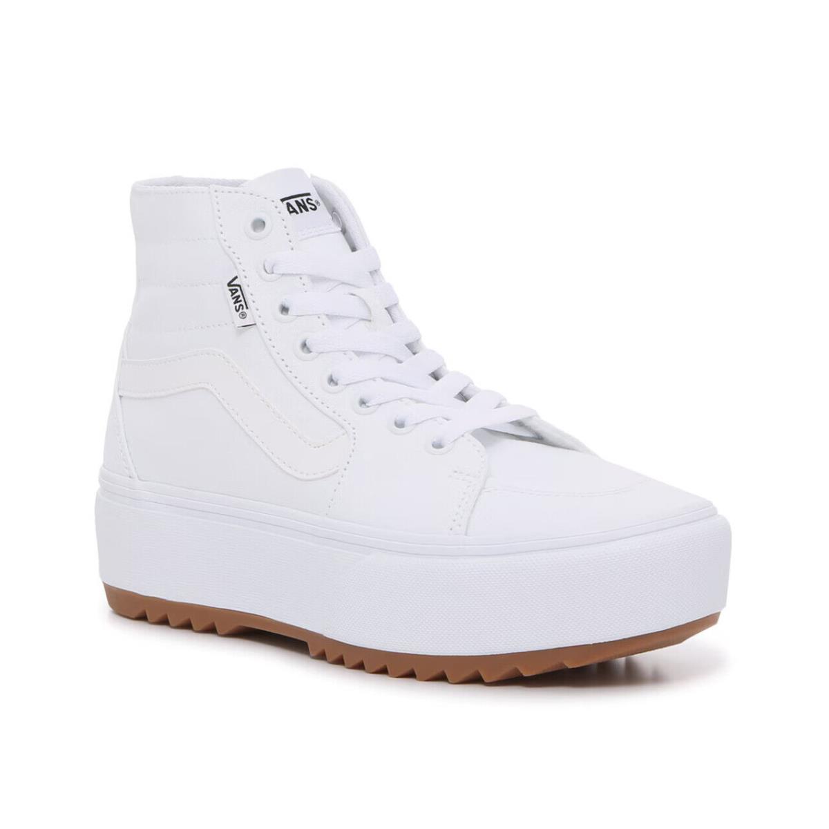 Womens Vans Filmore Platform High-top White Canvas Sneaker Shoes - White