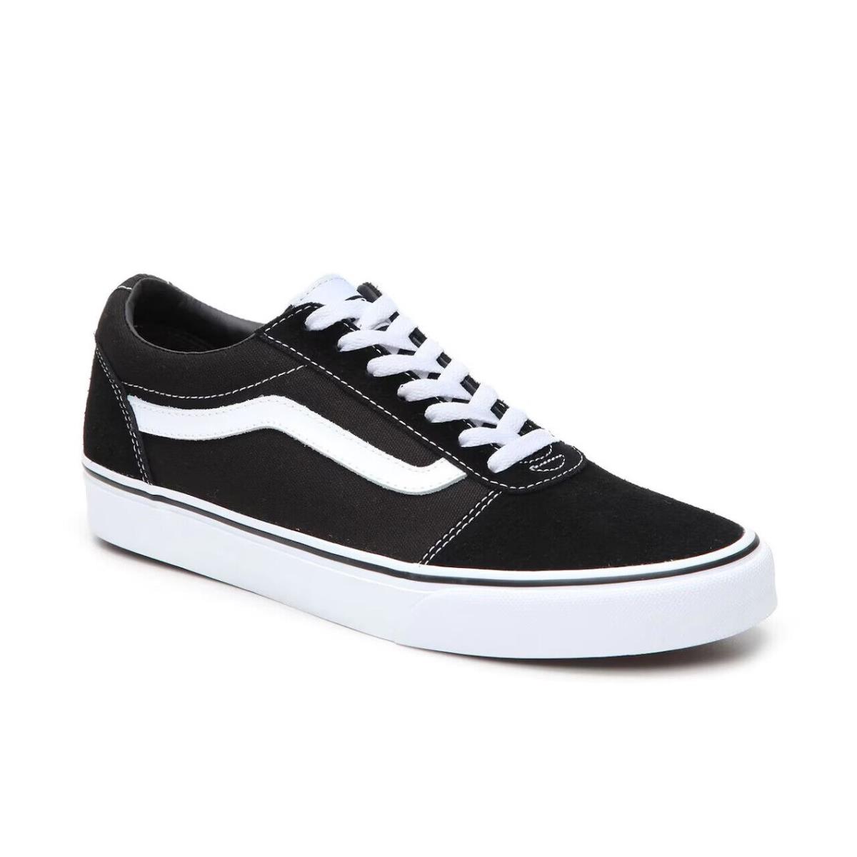 Womens Vans Ward LO Black White Suede Sneaker Shoes - Black