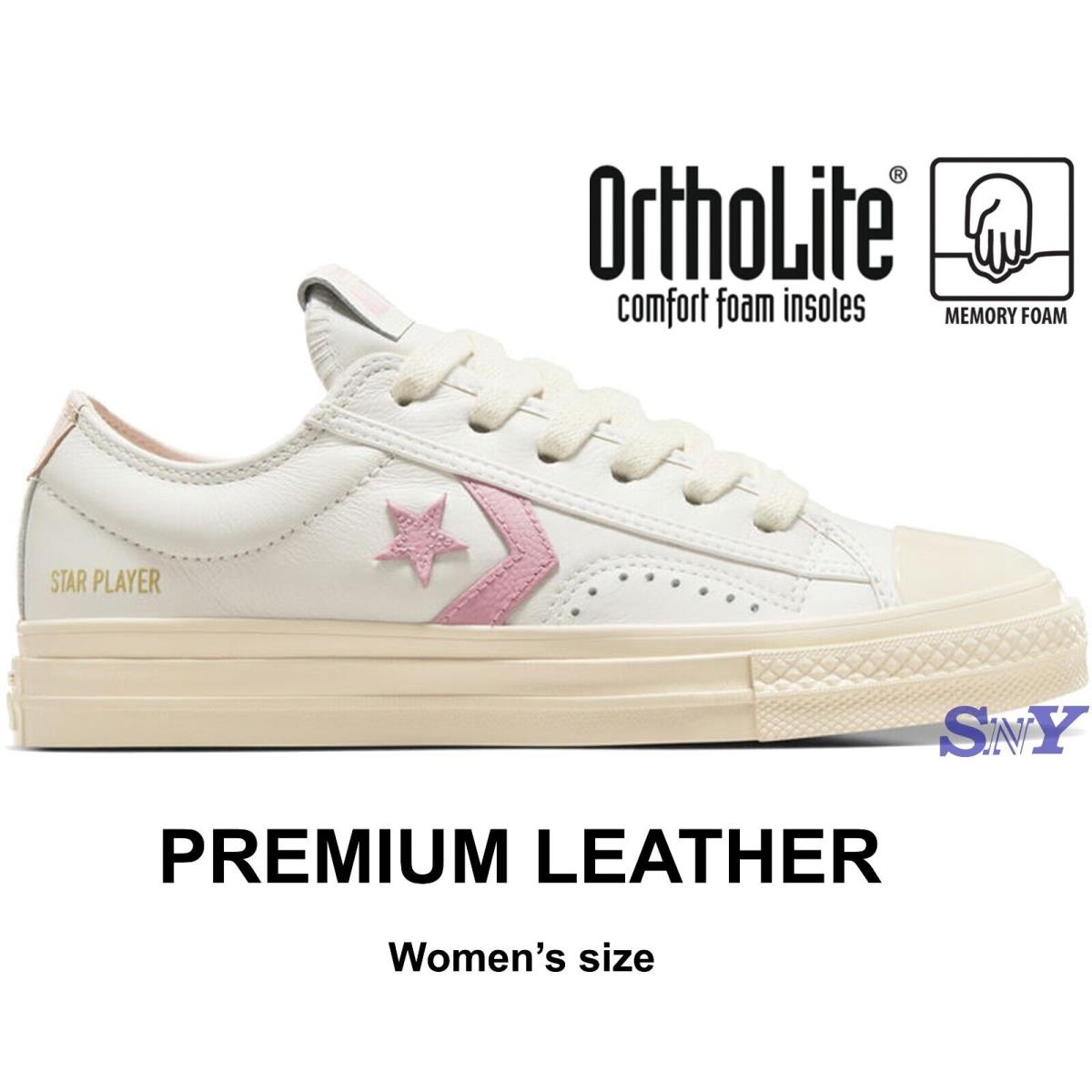 Converse Women`s Star Player 76 Leather Retro Style Shoes Ortholite Insole