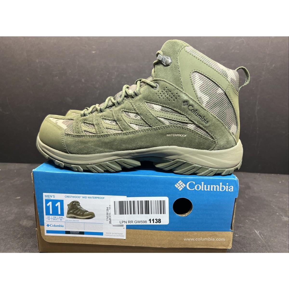 Columbia Men s Size 11 Crestwood Mid Waterproof BM5371 384 Camo/green