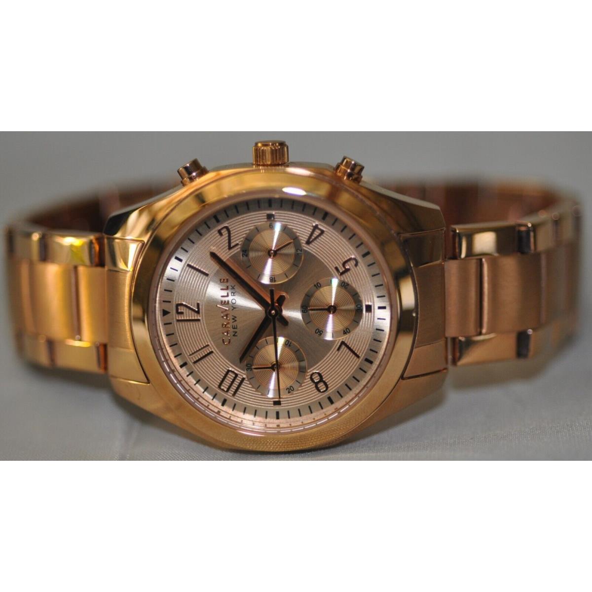 Caravelle Ladies Chrono Rose Gold Dial Rose Gold Stainless Steel Watch 44L115