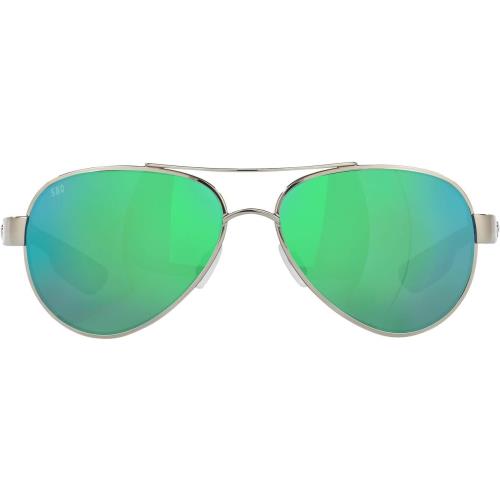 Costa Del Mar Women`s Loreto Aviator Sunglasses Palladium/Copper Green Mirrored Polarized 580g