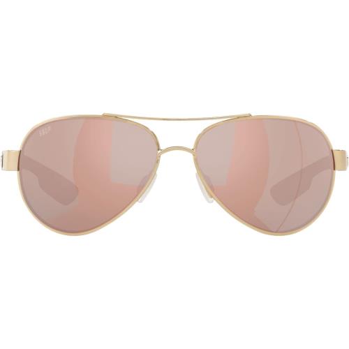 Costa Del Mar Women`s Loreto Aviator Sunglasses Rose Gold/Copper Silver Mirrored Polarized 580p