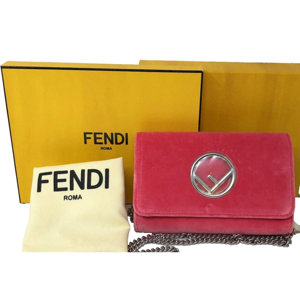 Fendi Velvet Wallet on Chain in Candy Pink / Small / Tag