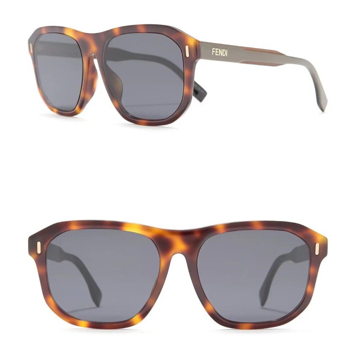 Fendi FFM0097/F/S FF 0097/F/S 60mm Square Sunglasses Tortoise / Grey - Italy