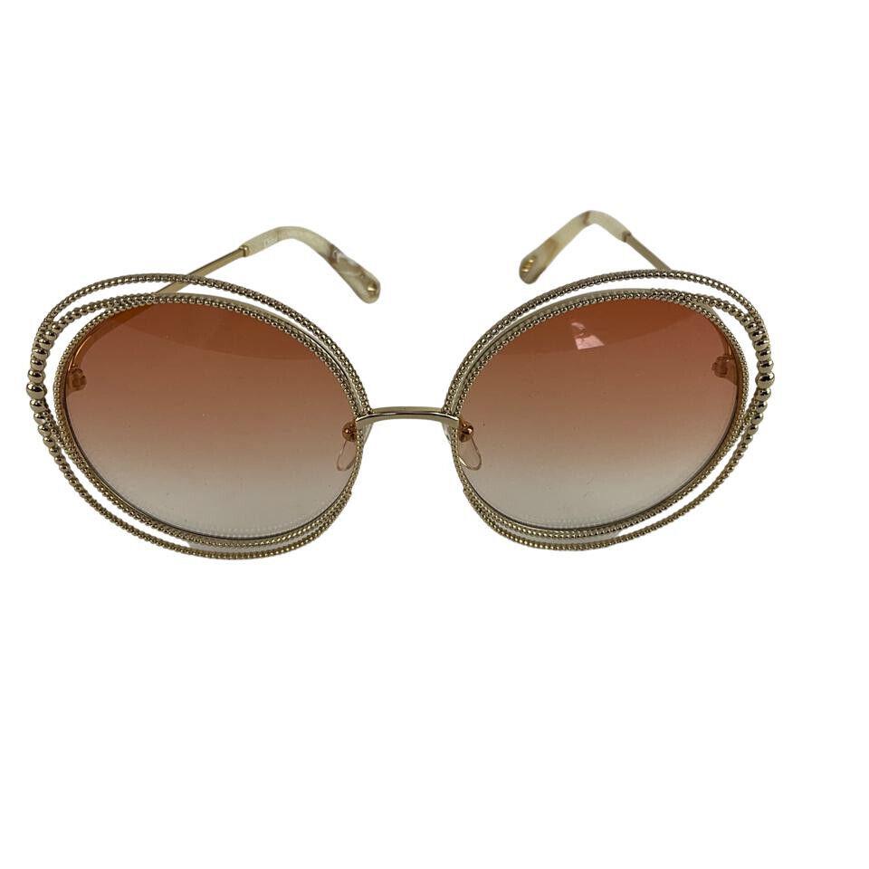 Chloe Women`s Sunglasses Round Gold Rainbow Gradient Lens