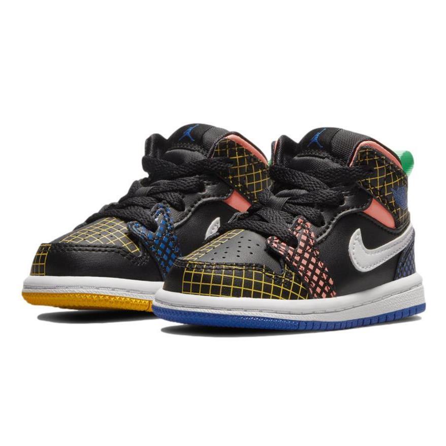 Nike Air Jordan 1 Mid Mmd TD `multi Grid` Toddler Shoes DC4091-001 - Black