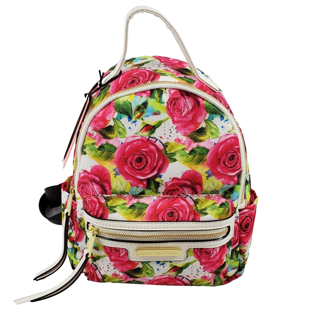 Juicy Couture Rosie Mini Backpack White Multi Rose Adjustable Straps