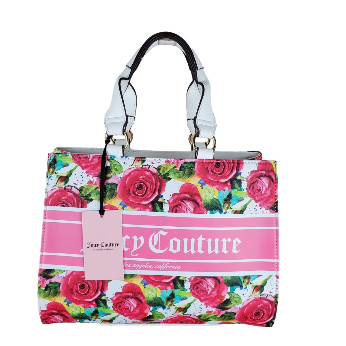 Juicy Couture Floral Billboard Tote with Detachable Shoulder Strap White Pink