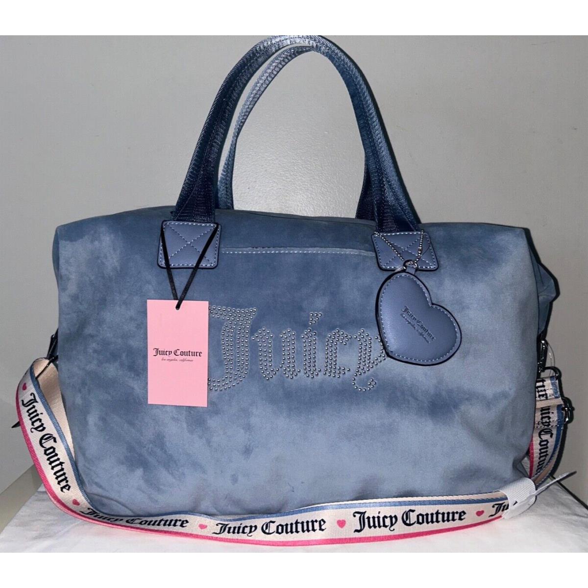 Juicy Couture Velour Wordplay Weekender Bag Slate Blue