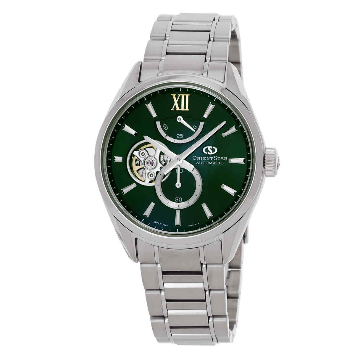 Orient Star Automatic Green Mop Dial Men`s Watch RE-BY0005A00B - Dial: Green Mother of Pearl, Band: Silver-tone, Bezel: Silver-tone