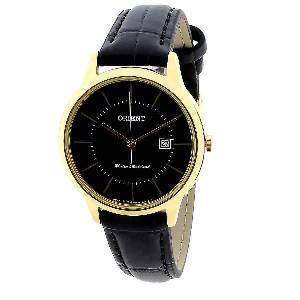 Orient Contemporary Quartz Black Dial Ladies Watch RF-QA0002B - Dial: Black, Band: Black, Bezel: Gold-tone