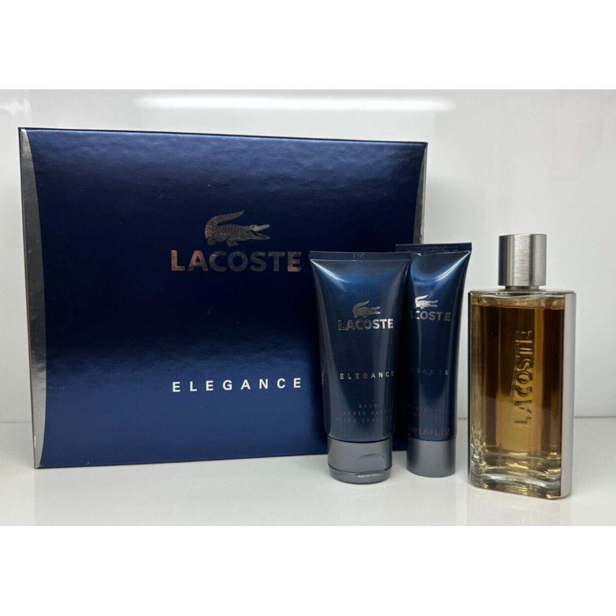 Lacoste Elegance Gift Set 3.0 Edt Spray + 1.6 Shower Gel + 2.5 After Shave Balm