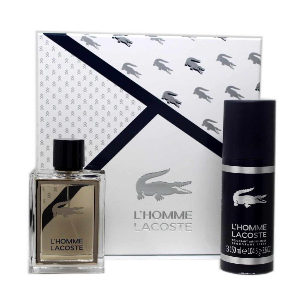 Lacoste L`homme 2 Piece Gift Set Eau DE Toilette Natural Spray 100 ML/3.3 Fl.oz