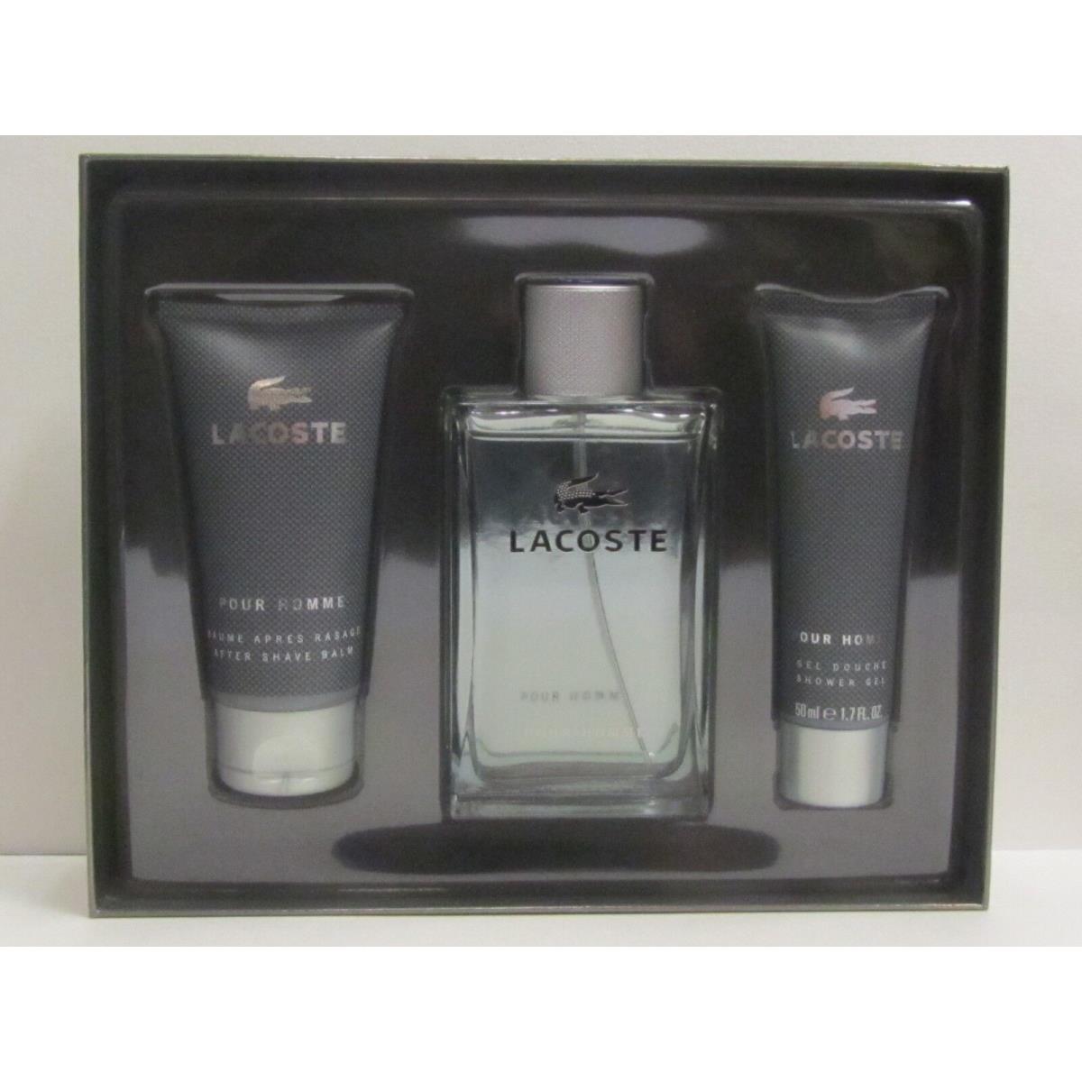 Lacoste Pour Homme For Men 3 Pieces Set 3.3 oz Edt + 2.5 Asb + 1.7 Shower Gel