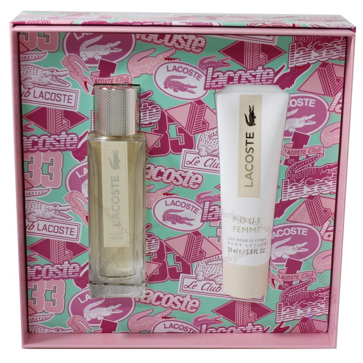 Lacoste Pour Femme 2 Pces Set For Women 1.7 oz Edp Spray+1.7 oz B/l