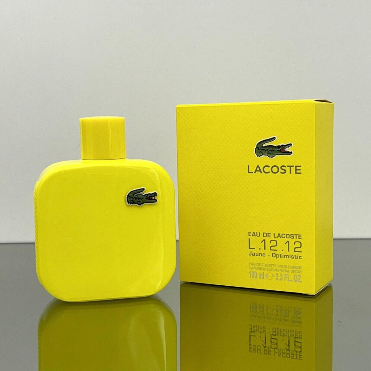 Lacoste L.12.12 Jaune Optimistic Men Cologne 3.3oz Edt Spray BB37