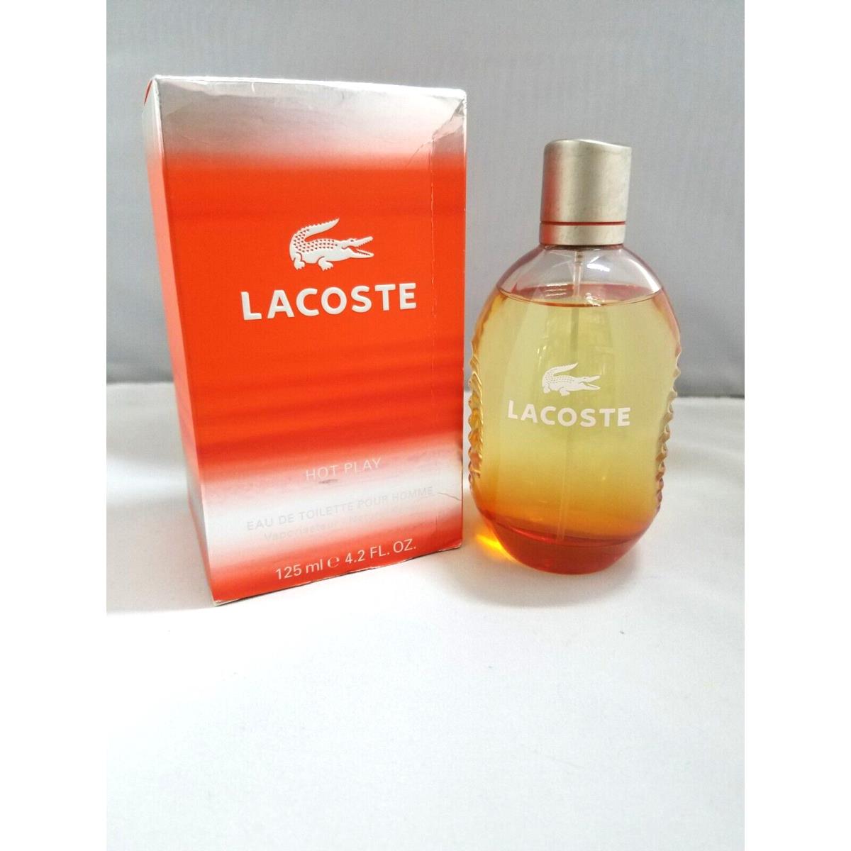 Lacoste Hot Play 4.2FL OZ / 125 ML Edt For Men No Cellophane