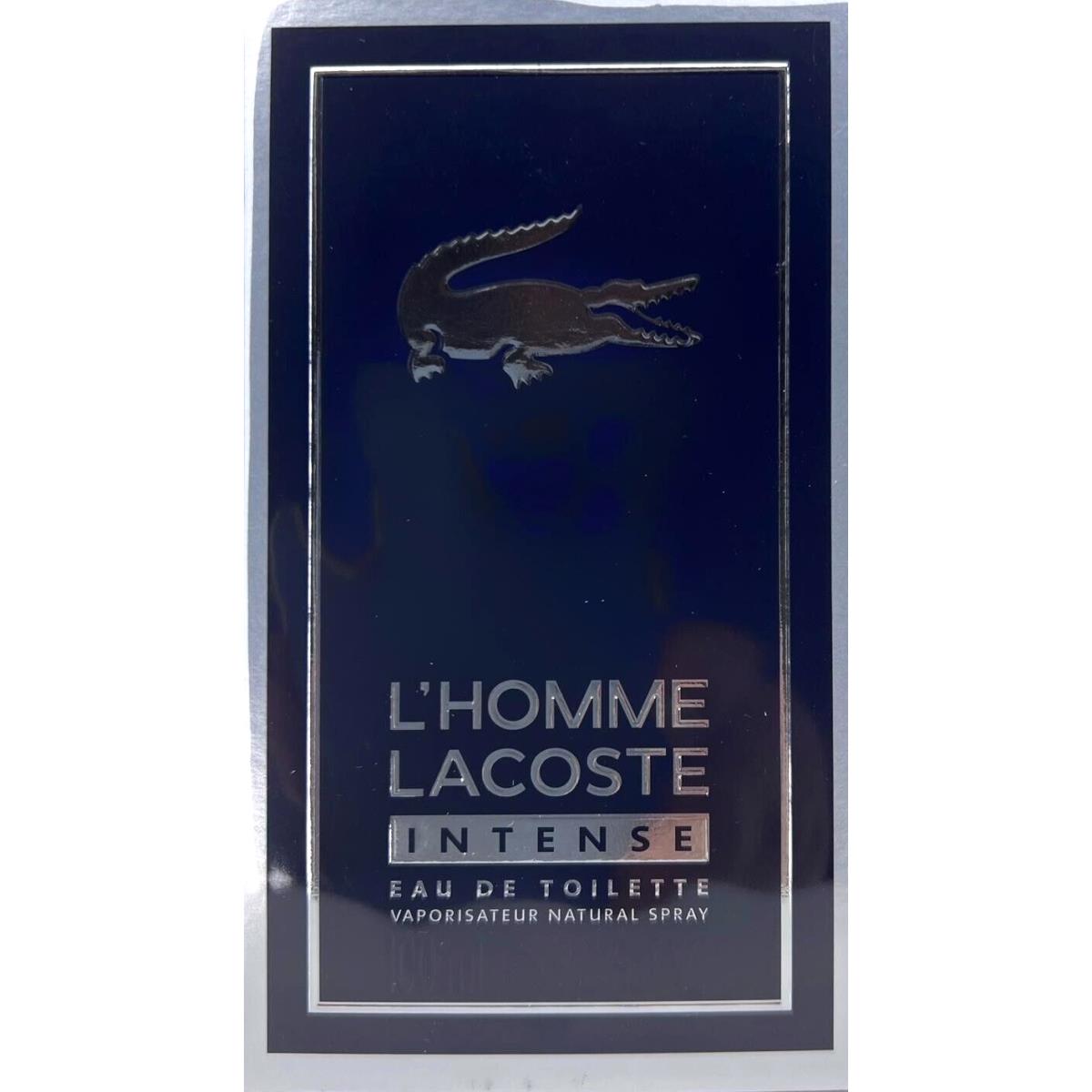 Lacoste L`homme Intense Eau De Toilette Spray For Men 3.3 Oz / 100 ml