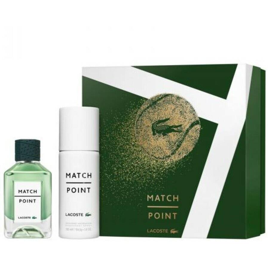 Lacoste Match Point Eau de Toilette Spray 3.4 oz + Deodorant Spray 150 ml - Set