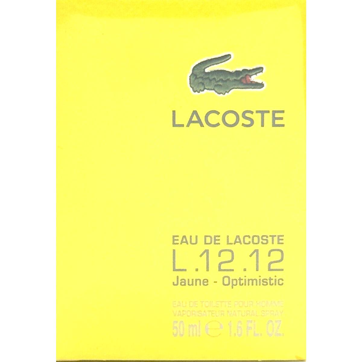 Lacoste Eau DE Lacoste L.12.12 Jaune Optimistic Edt Spray For Men 1.6 Oz / 50 ml