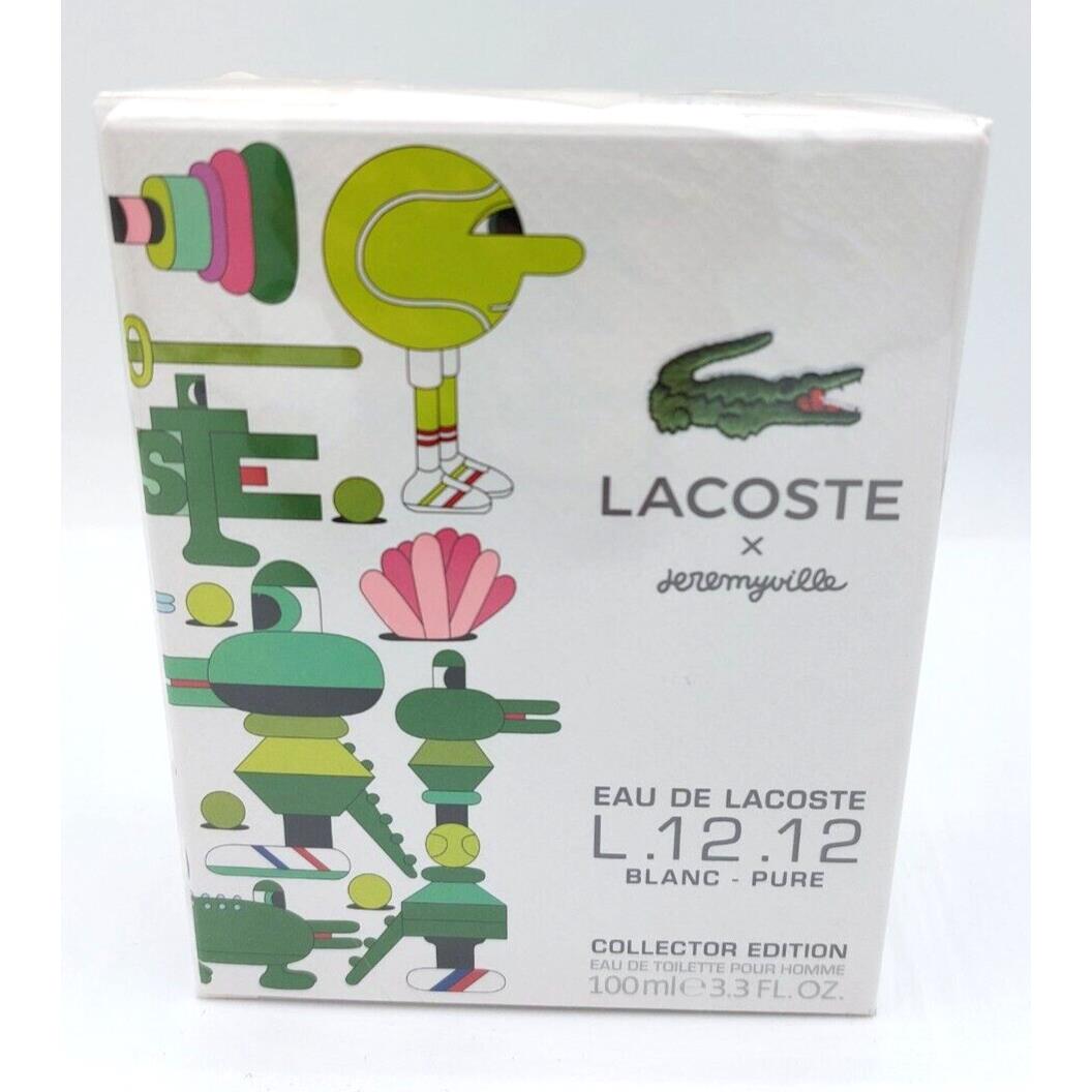 Lacoste X Jeremyville Eau de Lacoste L.12.12 Blanc - Pure Men Edt Spray 3.3oz