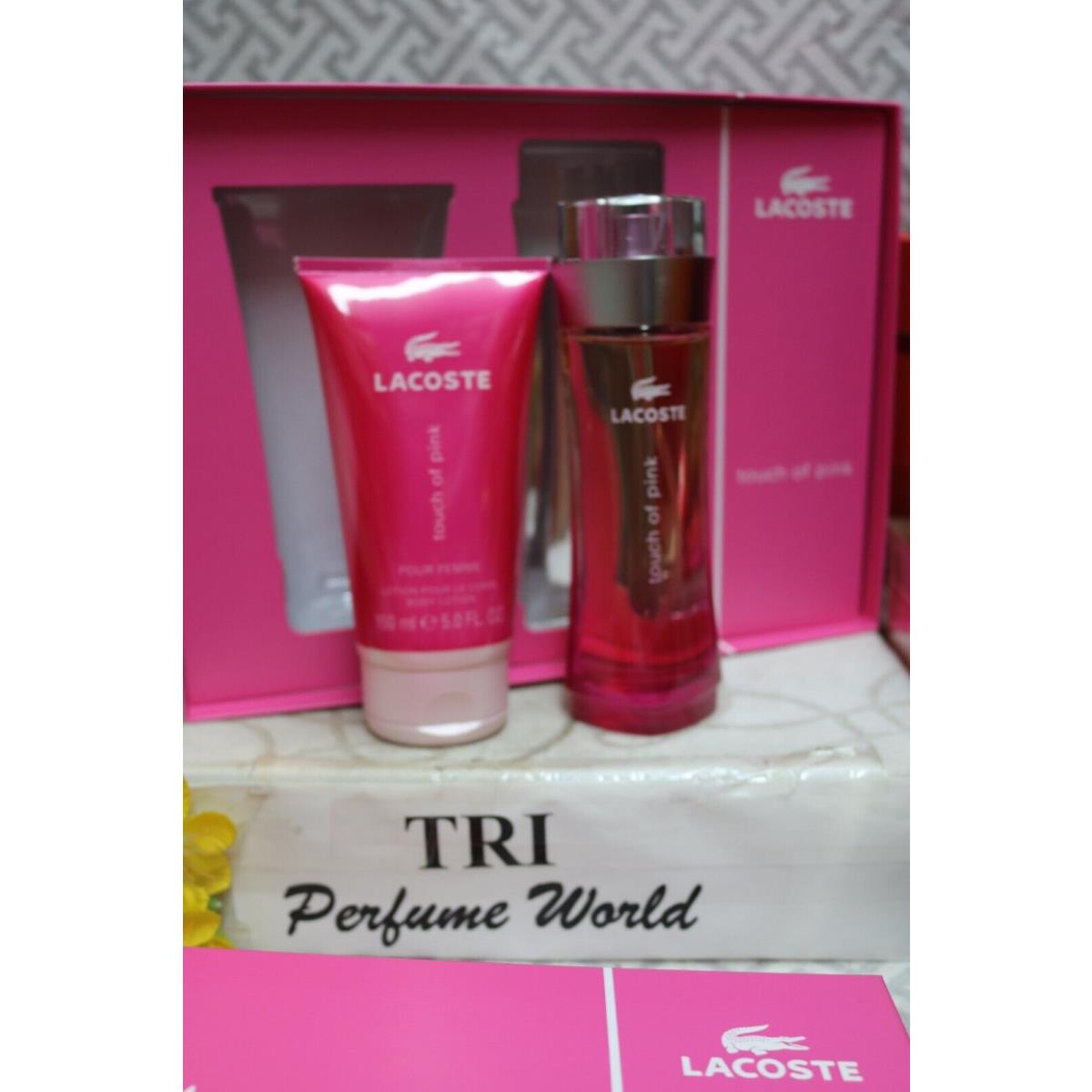 Lacoste Touch OF Pink Women 2 Pcs. Set Eau de Toilette Spray 3 Oz. + Body Lotion