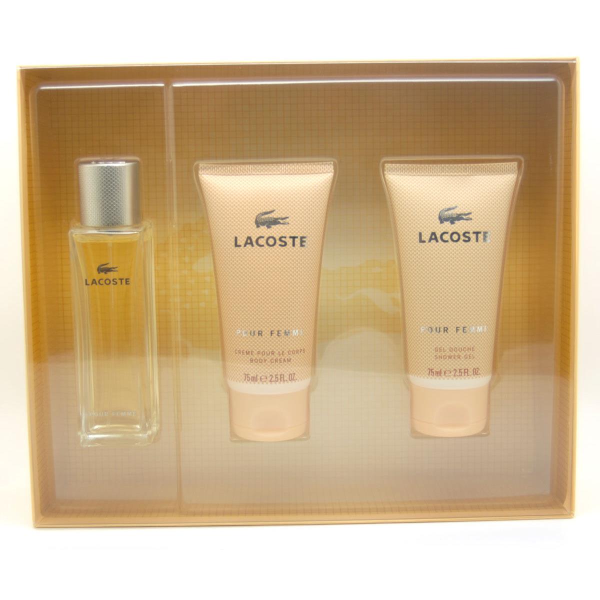 Lacoste Femme by Lacoste Gift Set For Women 1.6 oz Edp + Lotion + Shower Gel