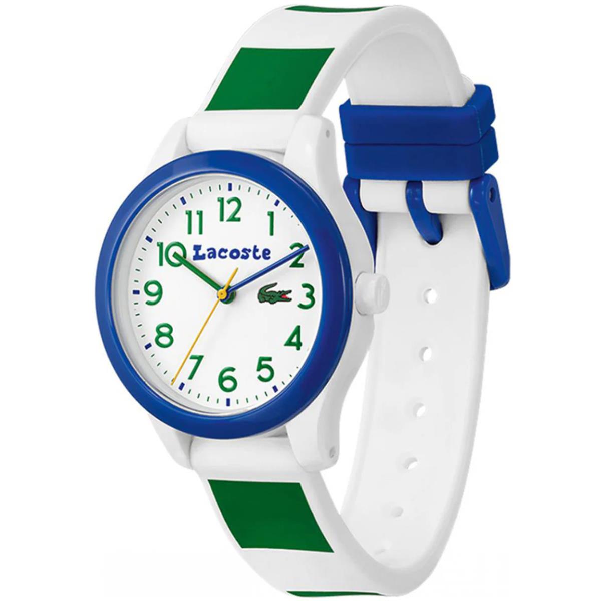 Lacoste Kids L12.12 2030033 White Green Silicone Strap Watch 32 MM