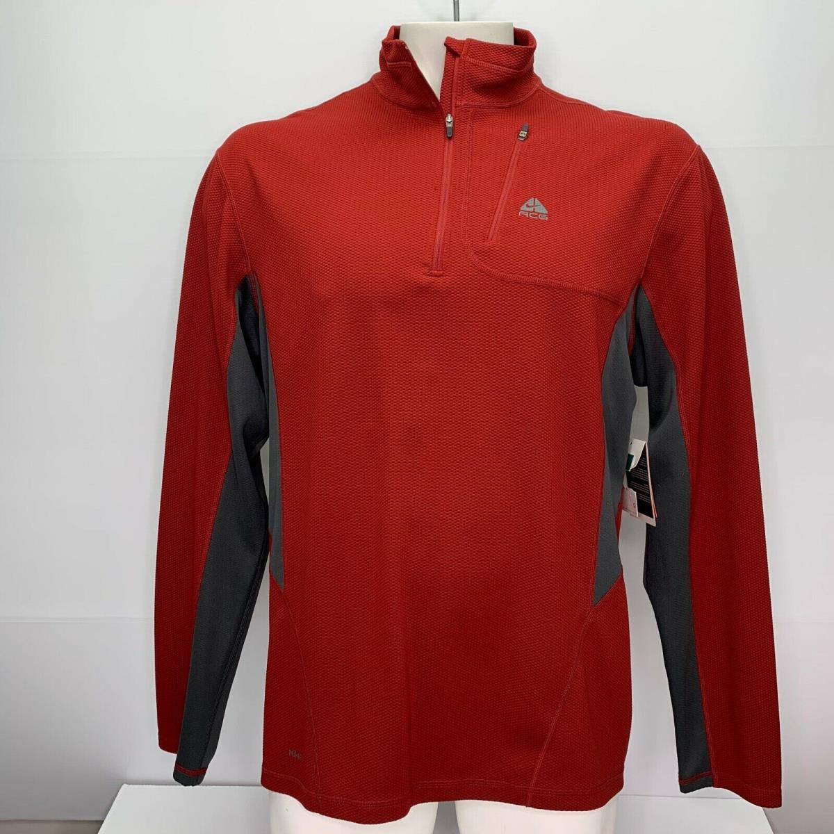 Nike Acg Quarter Zip Pullover Top Mens XL 2008 Fit Dry Blackridge Firebrick