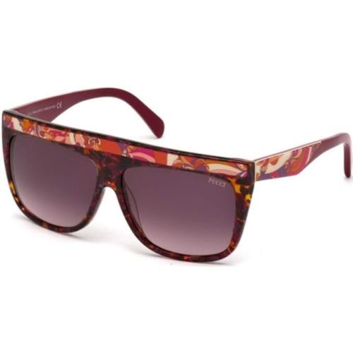 Emilio Pucci EP8 56T Havana Square Bordeaux Gradient 59-12-140 Unisex Sunglasses