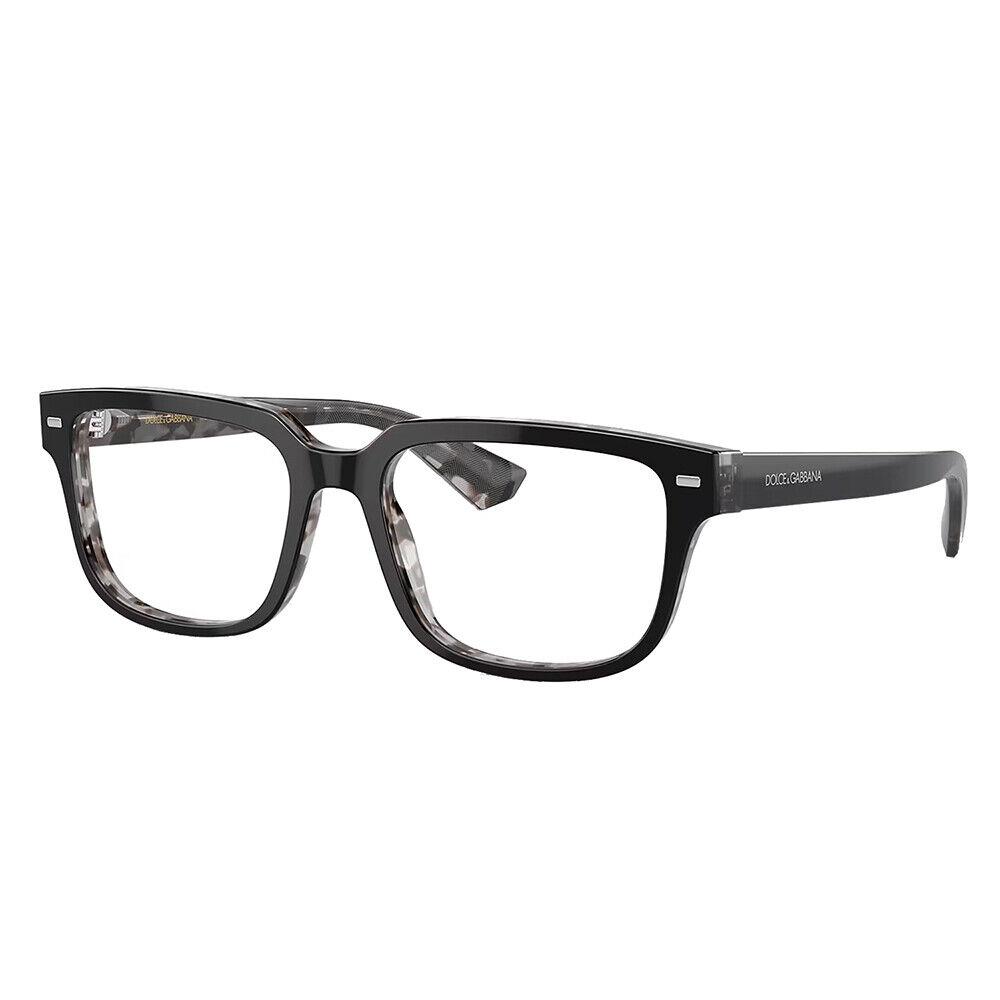 Dolce Gabbana DG 3380 3403 Black on Grey Havana Plastic Square Eyeglasses 52mm