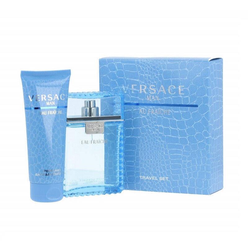 Versace Eau Fraiche Men 2 Pieces Set 3.4 oz Eau De Toilette Spray Shower Gel