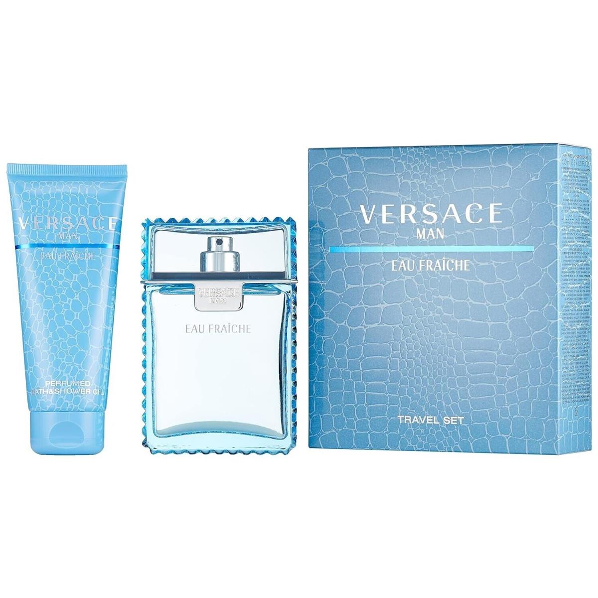 Versace Eau Fraiche 2 Pcs Gift Set Cologne For Men 3.4 oz Edt Spray + Shower Gel