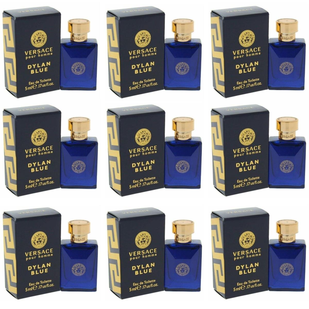 10 Bottles Versace Pour Homme Dylan Blue Cologne Mini 0.17 oz Edt Splash For Men