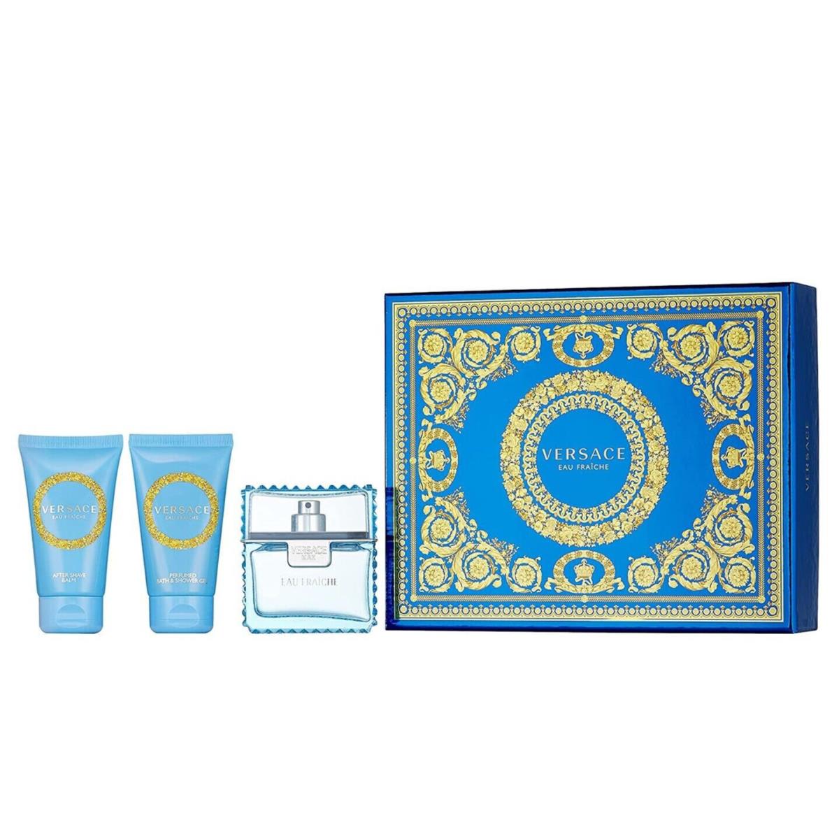 Eau Fraiche by Versace Edt Spray For Men 1.7oz 3pc Gift Box