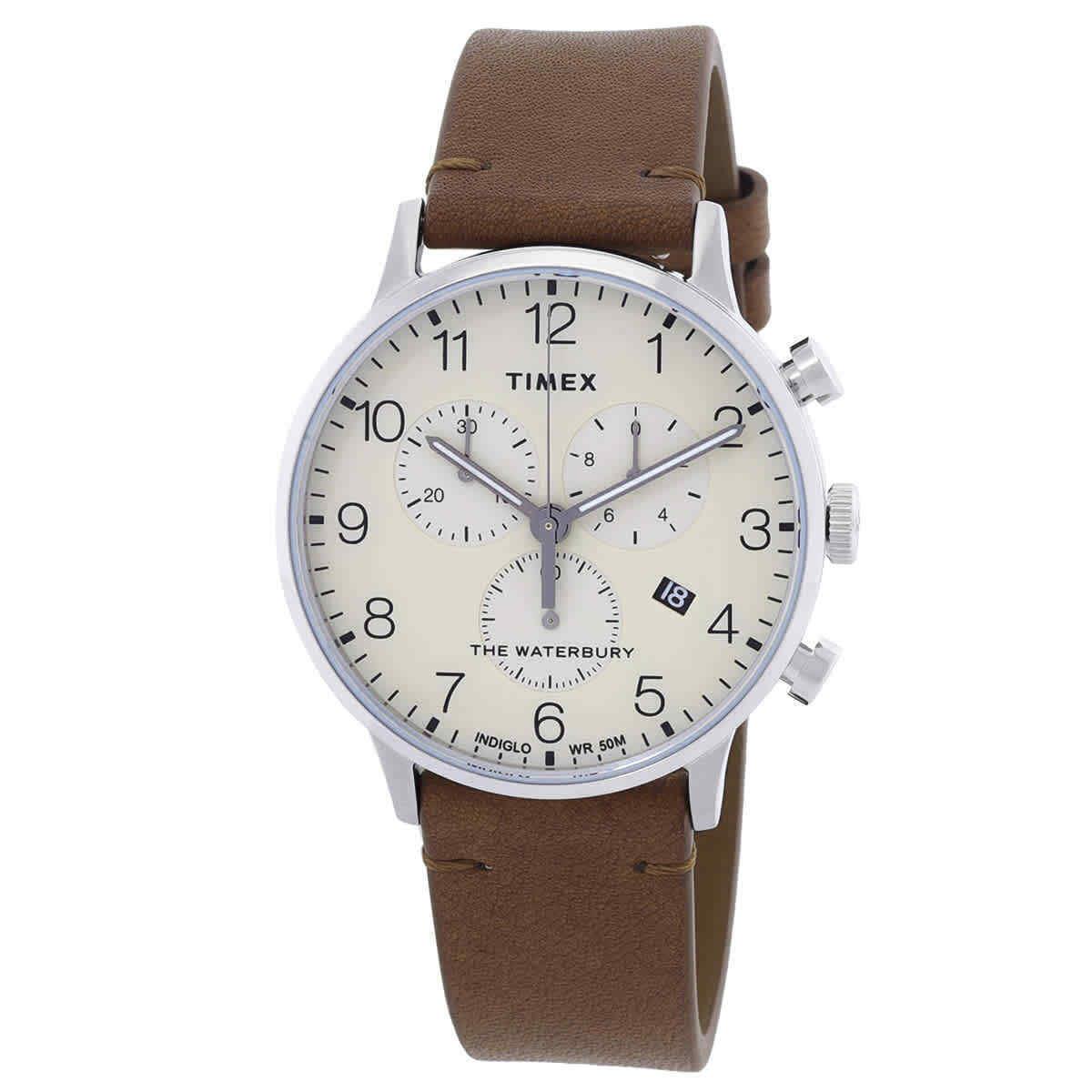 Timex Waterbury Classic Chronograph Quartz Cream Dial Men`s Watch TW2W50900