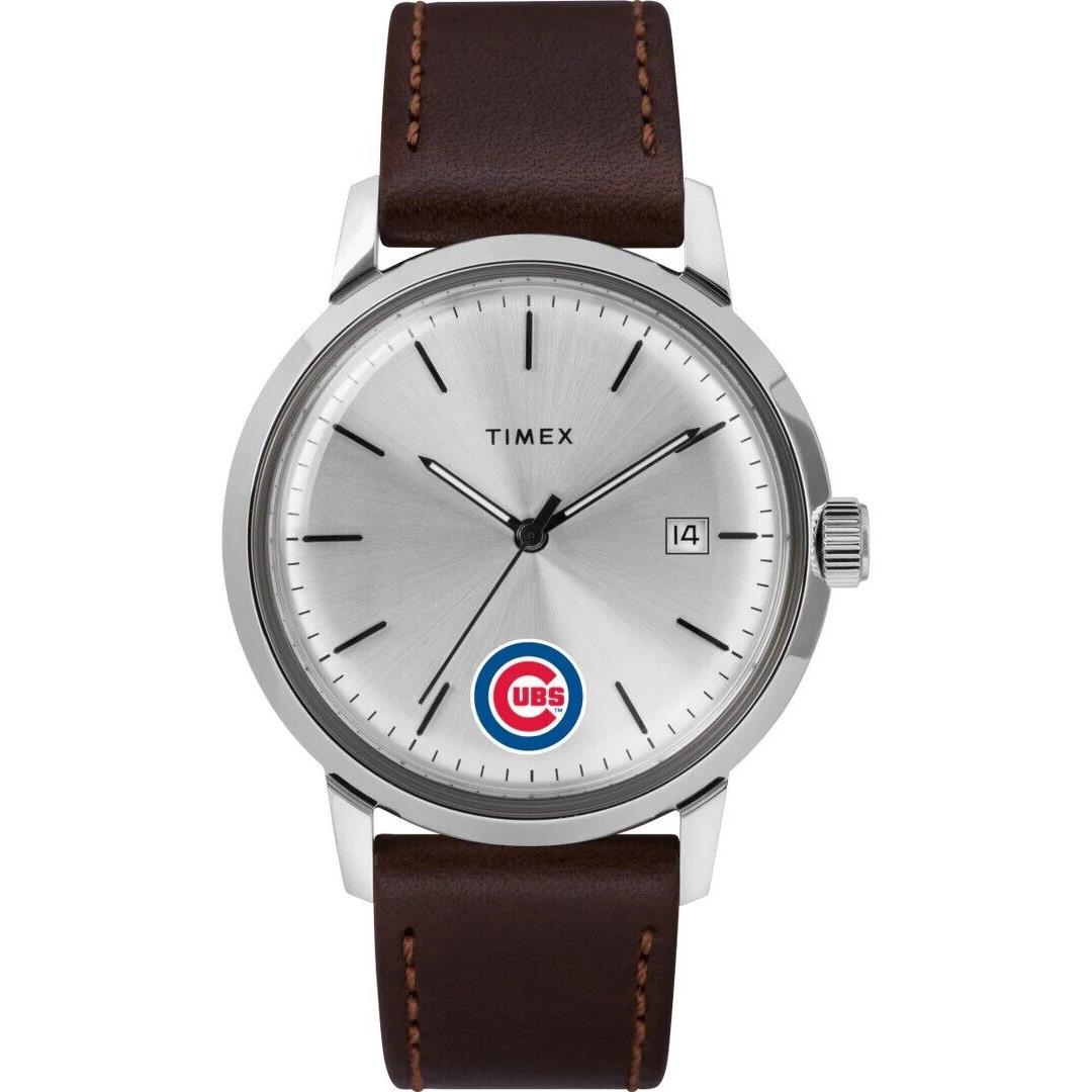 Timex Marlin Automatic 40mm Chicago Cubs Leather Mens Watch TW2U93300