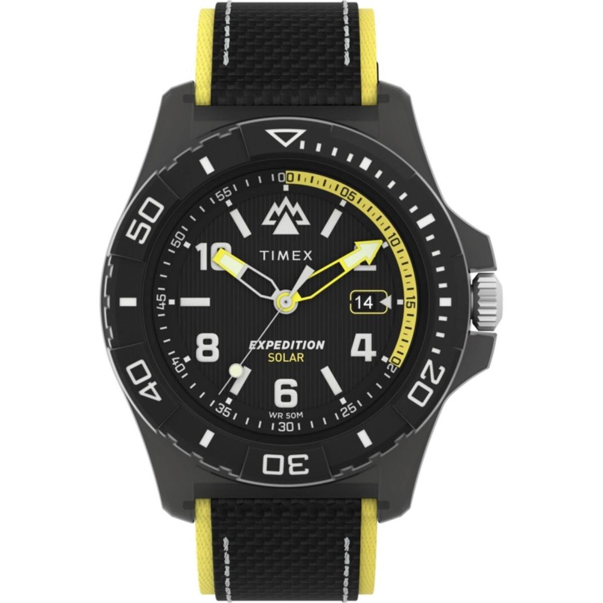 Timex Men`s Watch Expedition Rotating Bezel Black and Yellow Strap TW2V66200JR