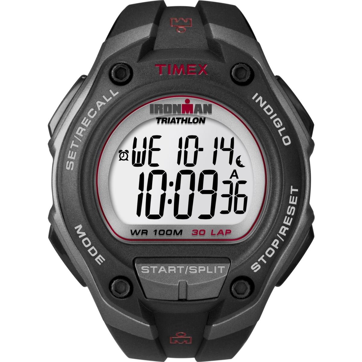 Timex Men`s T5K417 Ironman Classic 30 Oversized Black/gray/red Resin Strap Watch - Black/Gray