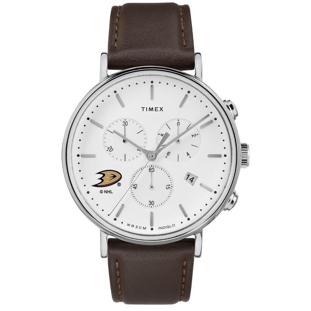 Timex Mens Anaheim Ducks Watch Chronograph Leather Band Watch