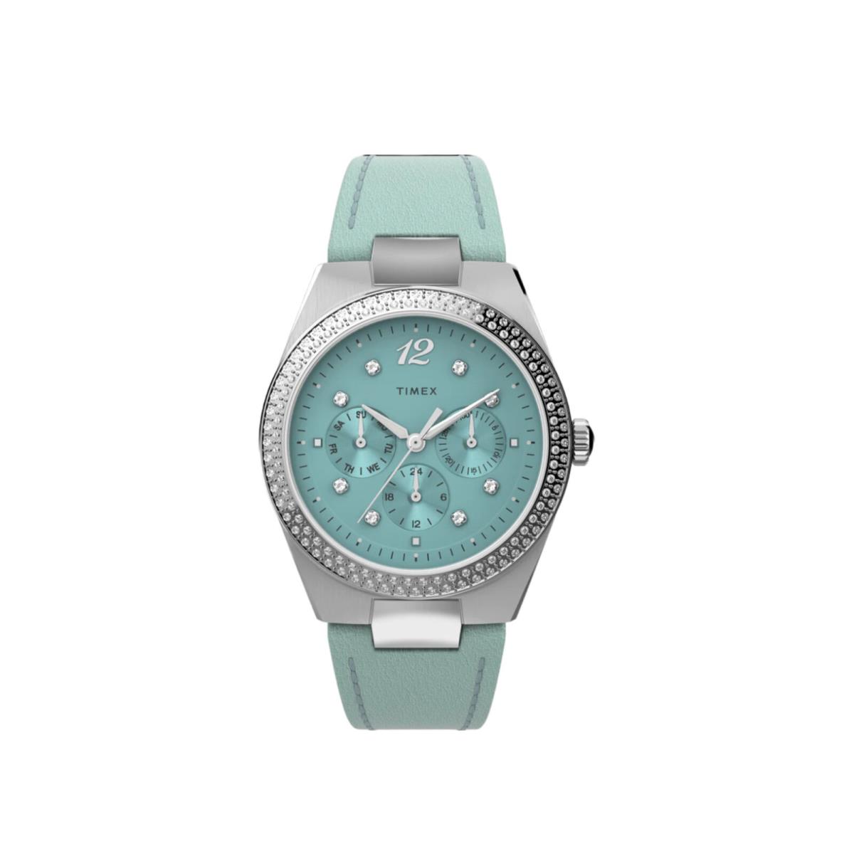 Timex Simone Multifunction 38mm Leather Strap Watch Tiffany Blue TW2V80400VQ