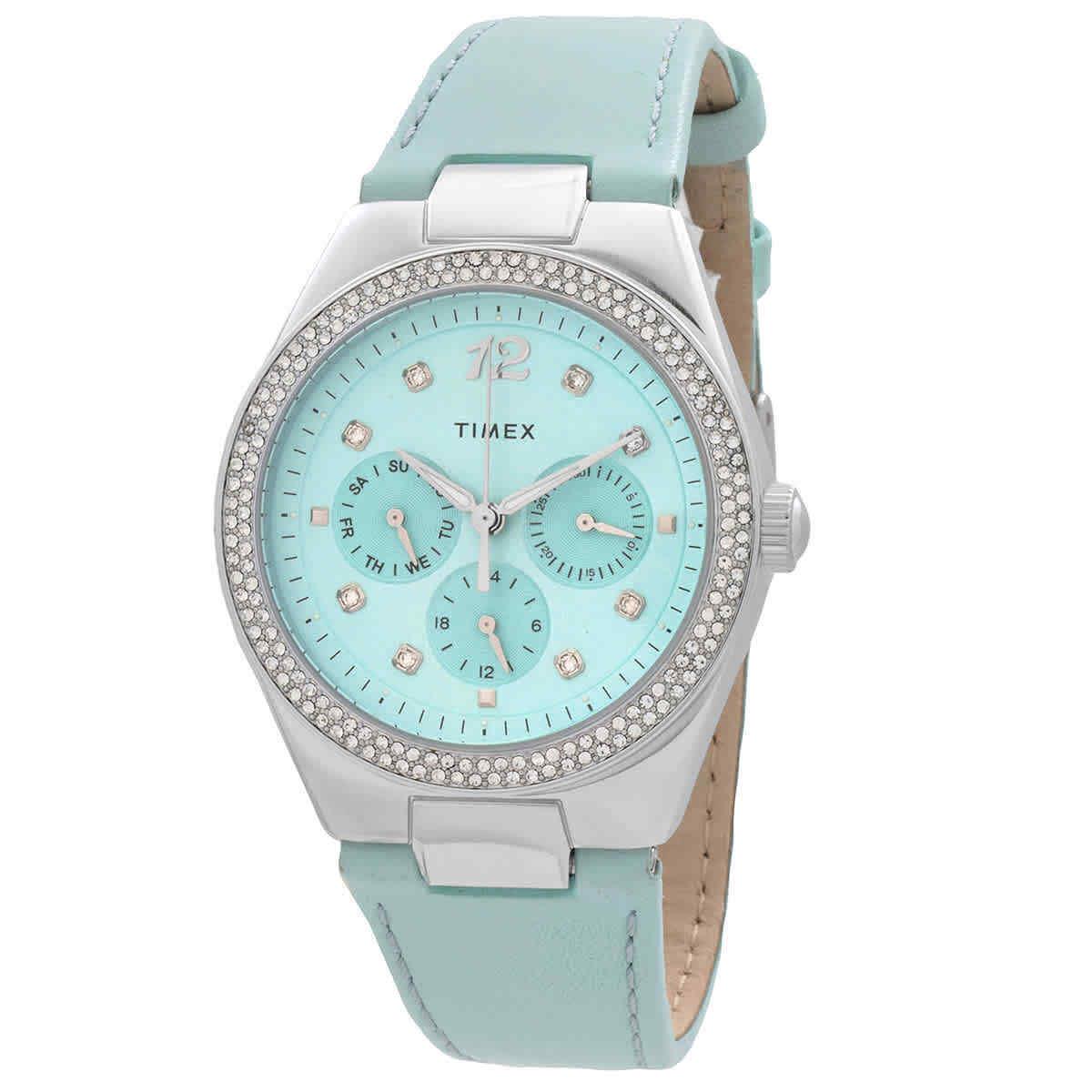 Timex Simone Multifunction Quartz Crystal Blue Dial Ladies Watch TW2V80400 - Dial: Blue, Band: Blue, Bezel: Silver-tone